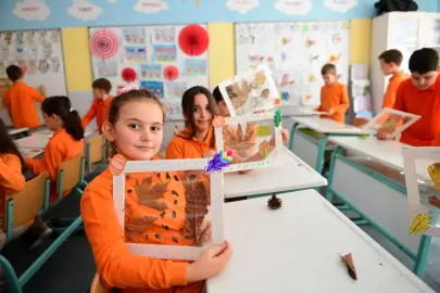 Bursa Osmangazili çocuklar sonbaharın renklerini sanata işledi