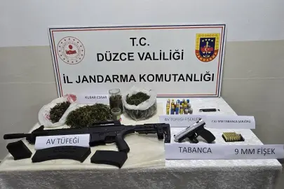Düzce Gölyaka’da uyuşturucu ve silah operasyonu