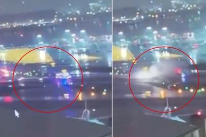 ABD'de iniş yapan yolcu uçağı hizmet aracına çarptı