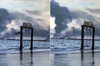 Hürmüz kıyılarında yürek burkan görüntü: Savaşın gölgesinde salıncakta bir çocuk