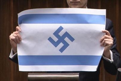 Polonyalı vekilden Nazi sembollü İsrail bayrağı protestosu