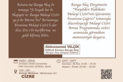 Cizre’de Melayê Cizîrî paneli düzenlenecek