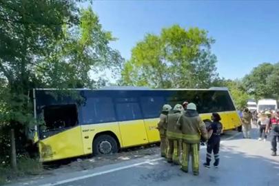 Maltepe’de yol çöktü, İETT otobüsü mahsur kaldı 