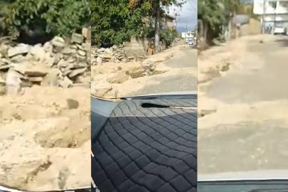 Yağış sonrası bozulan yol için yetkililere çağrı