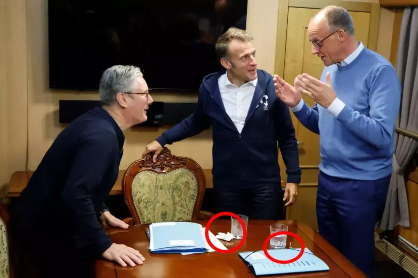 Avrupa bu görüntüyle sarsıldı! Macron, Starmer ve Merz trende kokain mi kullandı?