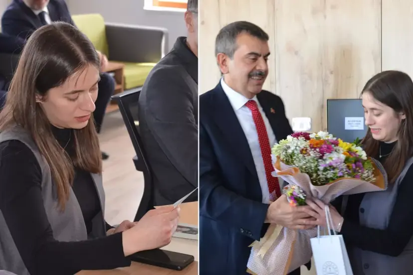Bakan Tekin'in sarı zarf verdiği öğretmen önce tedirgin oldu, sonra mutlu oldu