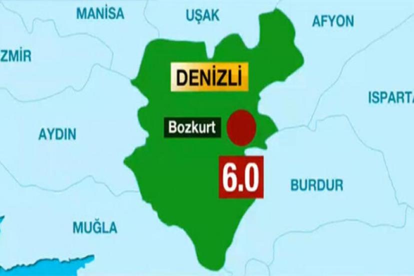 Denizli'de 6,0 büyüklüğünde deprem