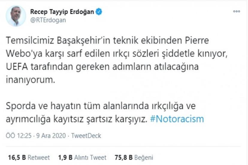 Erdoğan'dan ırkçılığa tepki