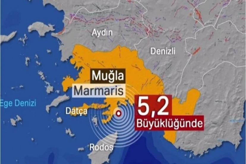Muğla açıklarında 5 şiddetinde deprem
